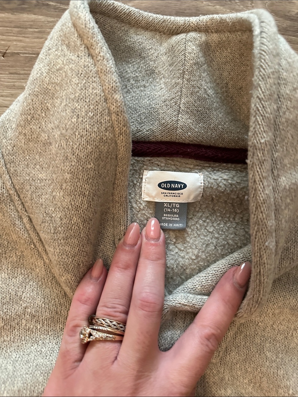 Cozy Shawl Collar kids Sweater - Beige Old Navy - Picture 3 of 5